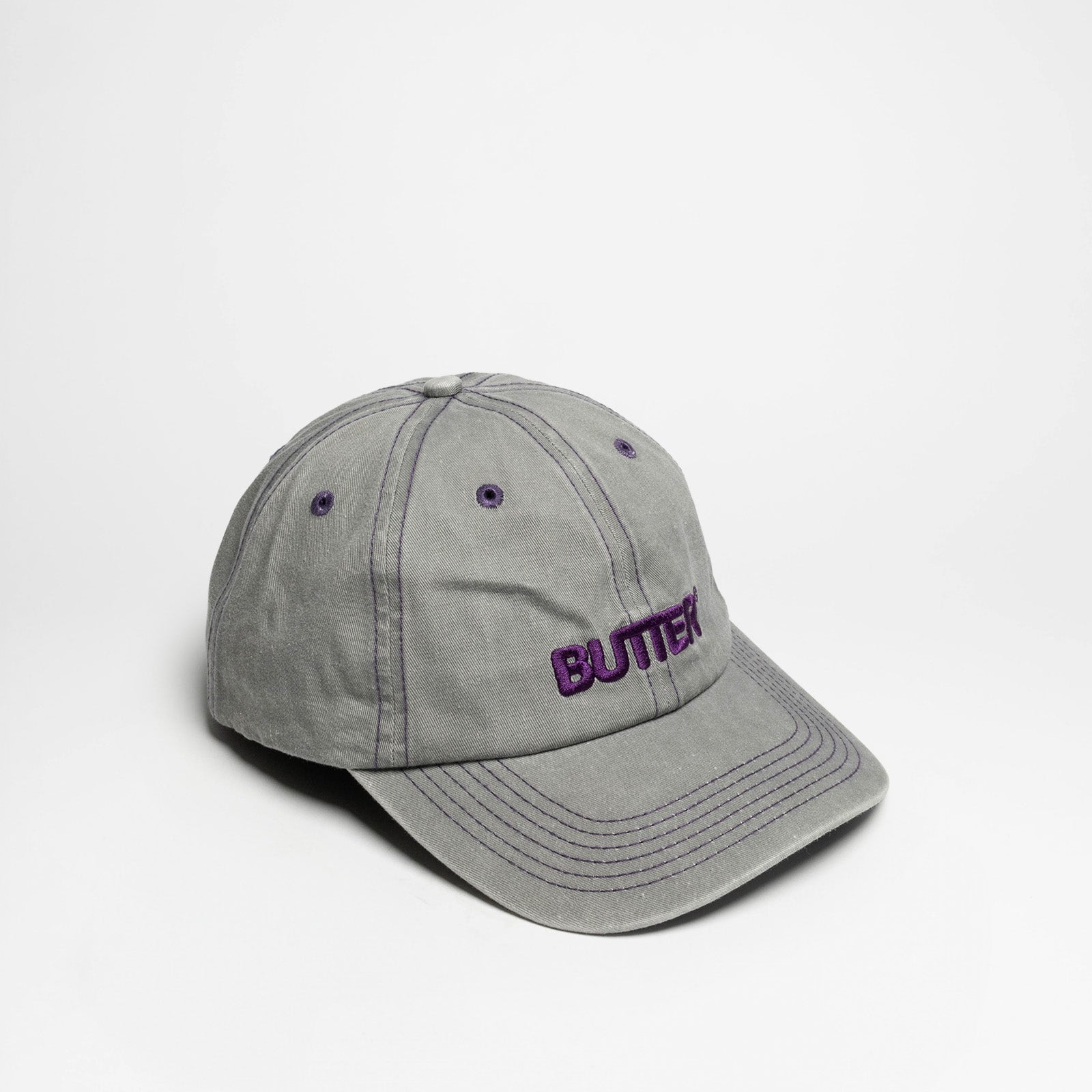 Rounded Logo 6 Panel Cap Washed Grey