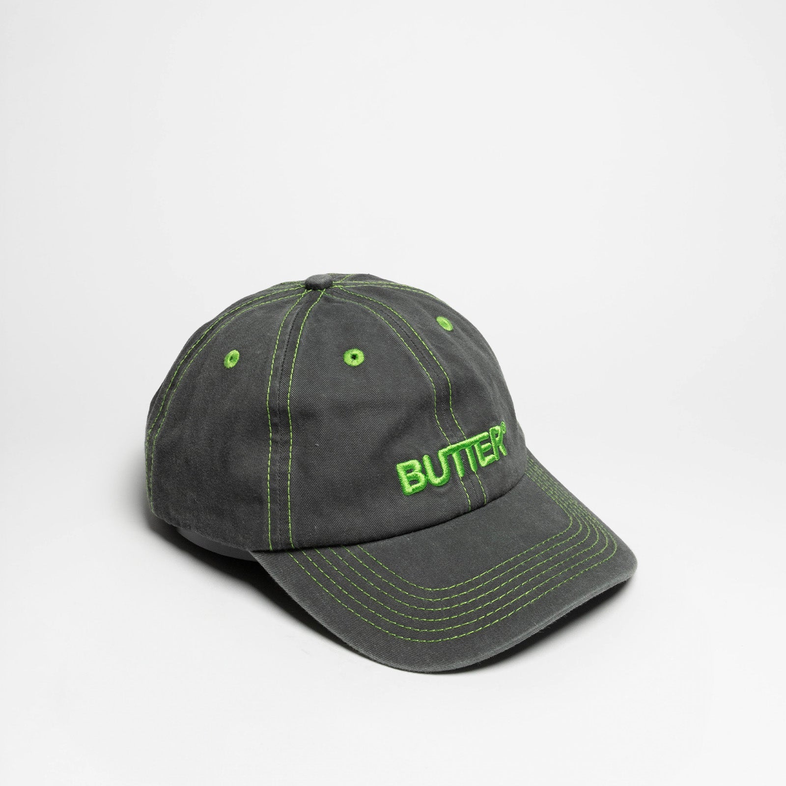 Rounded Logo 6 Panel Cap Washed Black