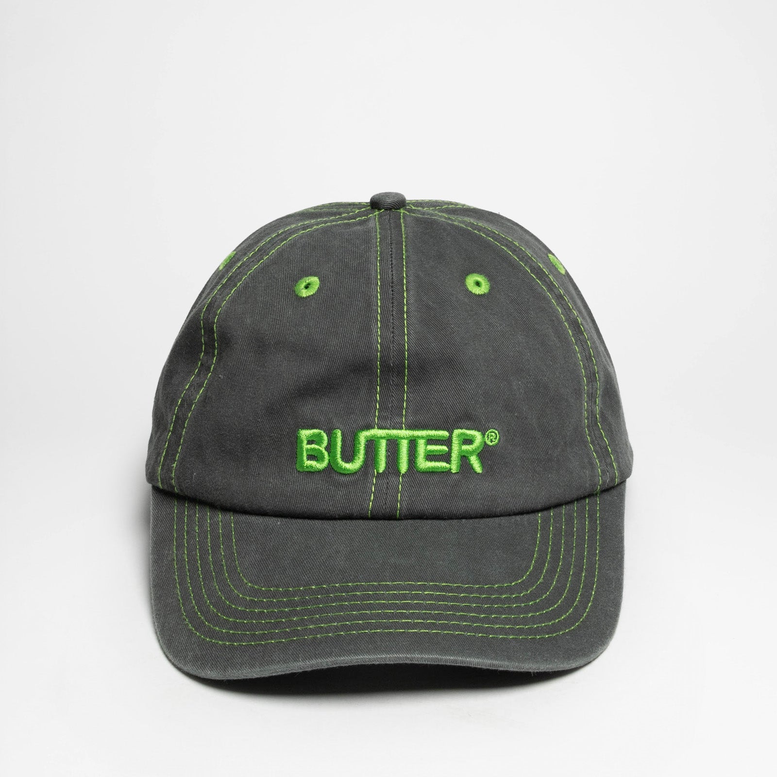 Rounded Logo 6 Panel Cap Washed Black