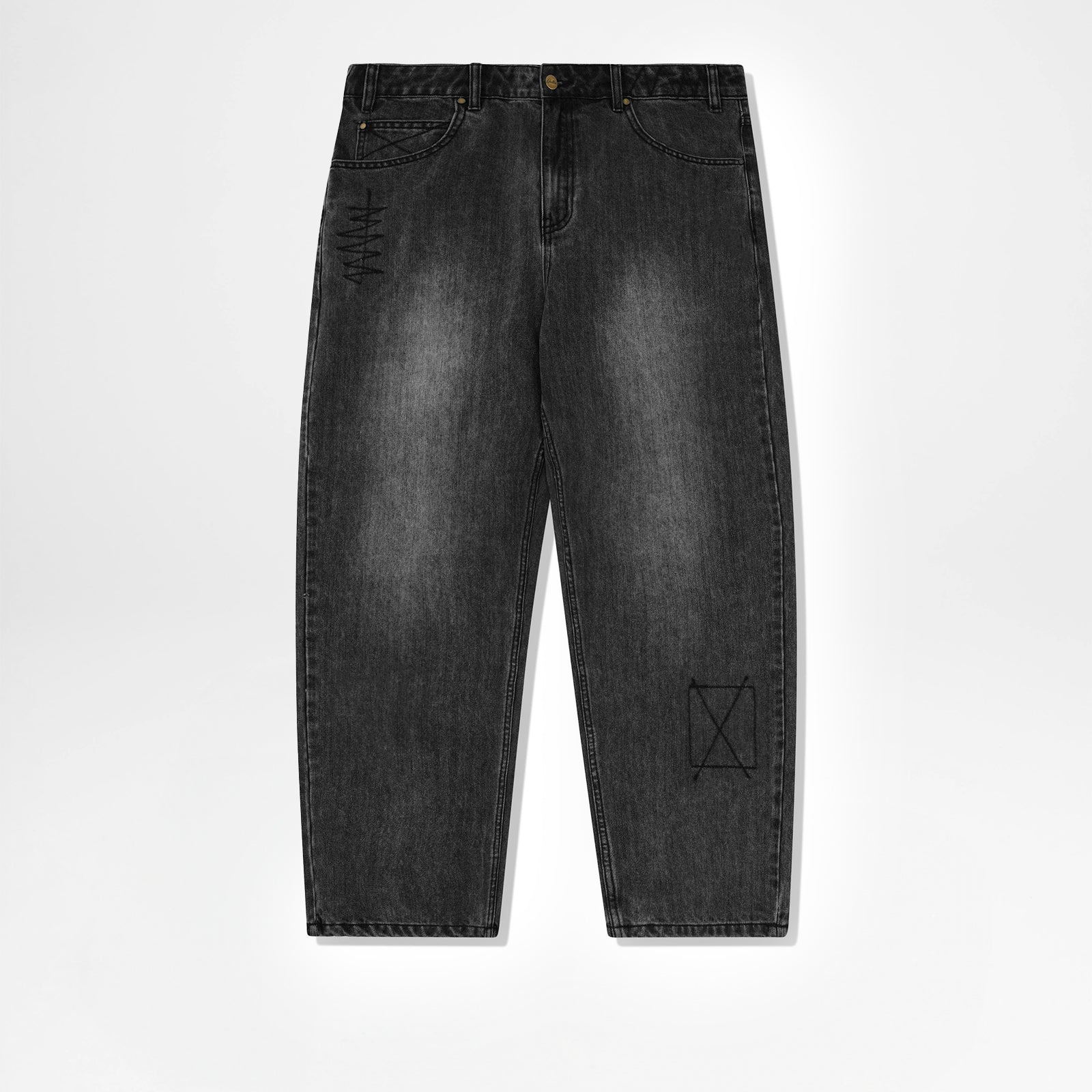 Stitch Denim Jeans Distressed Grey