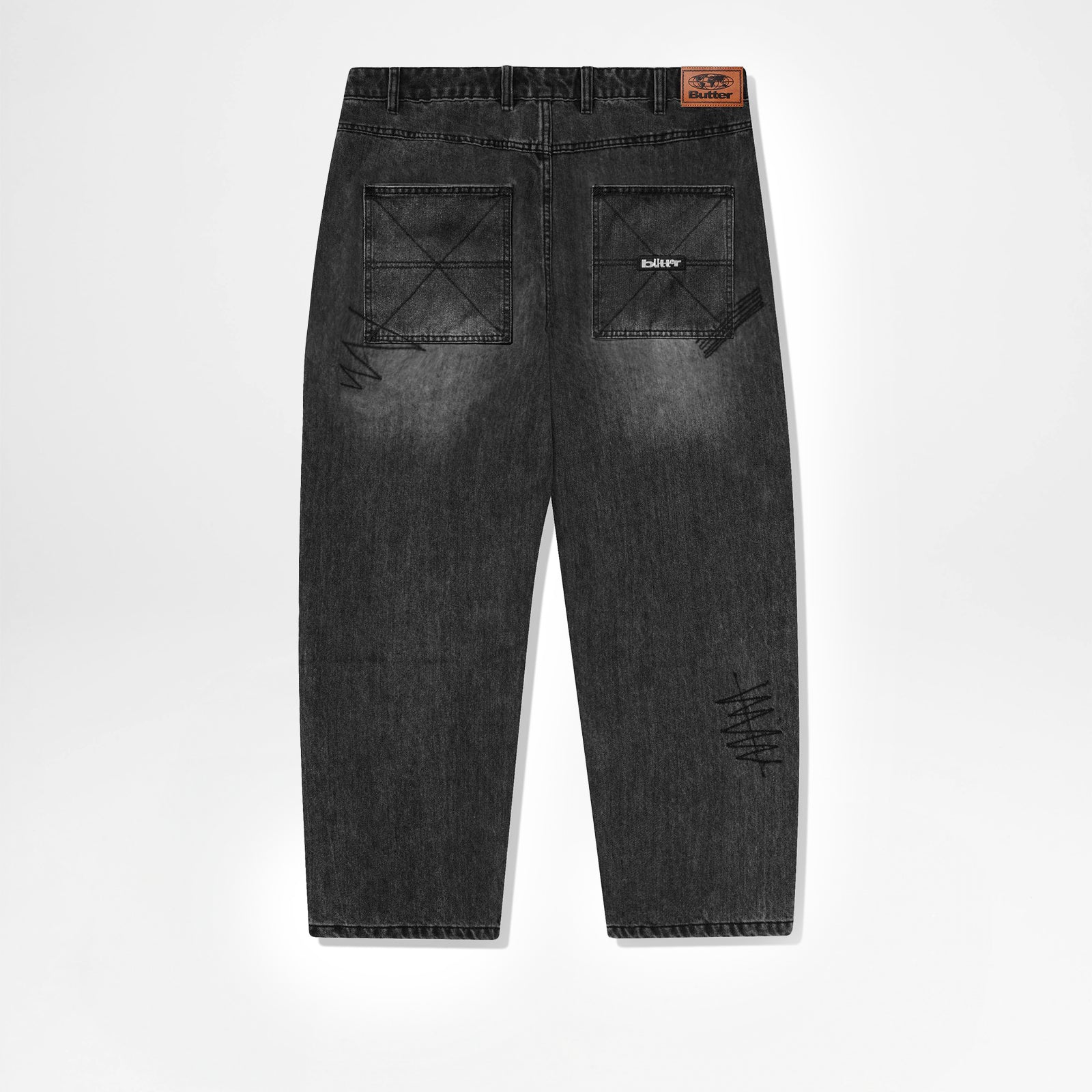 Stitch Denim Jeans Distressed Grey