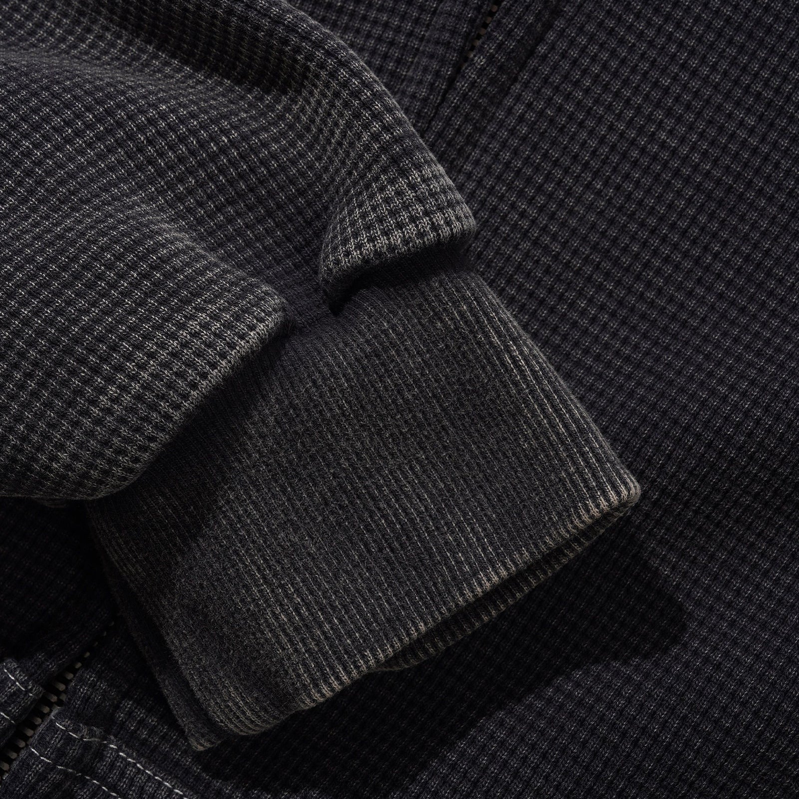 Waffle Zip-Thru Black Overdyed