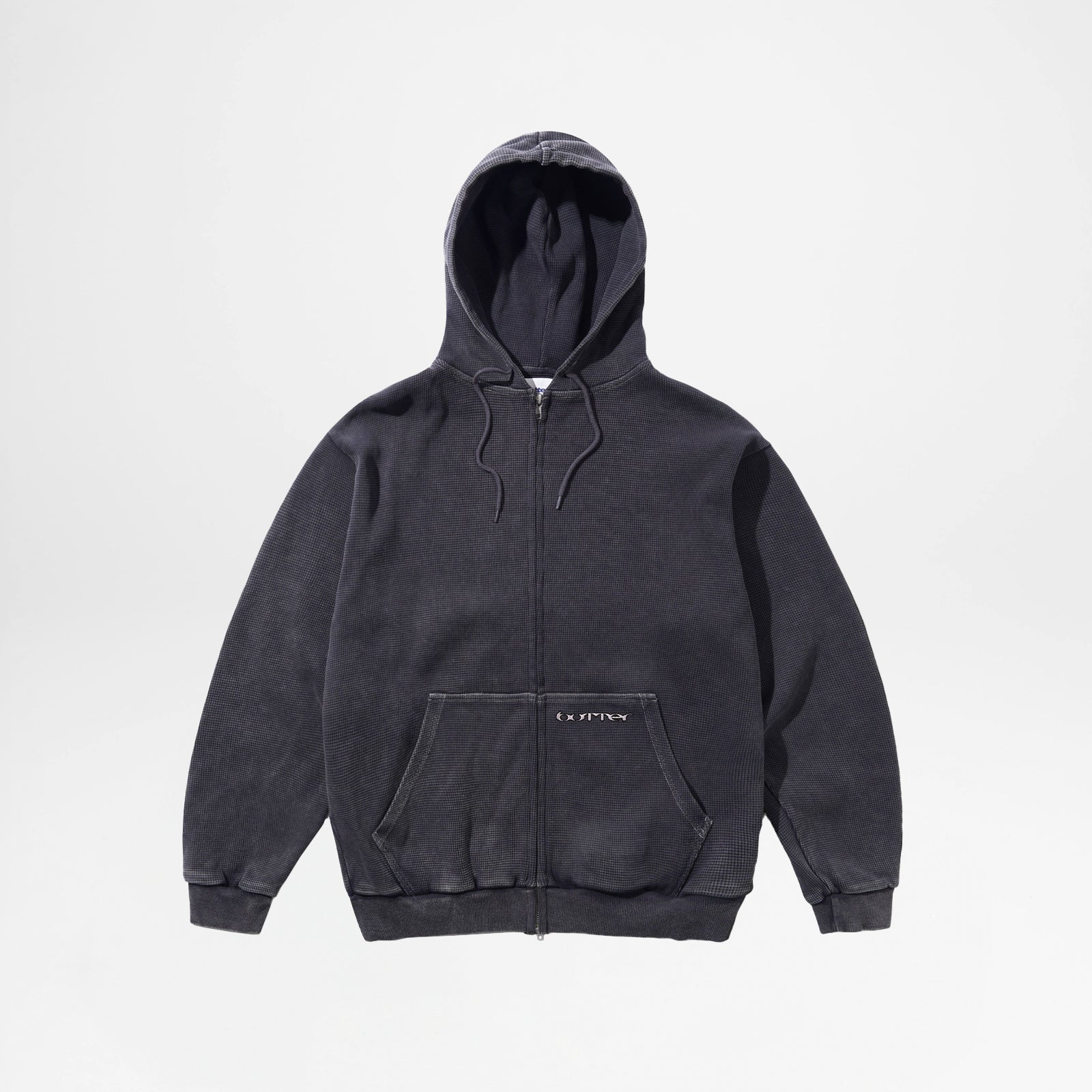 Waffle Zip-Thru Black Overdyed