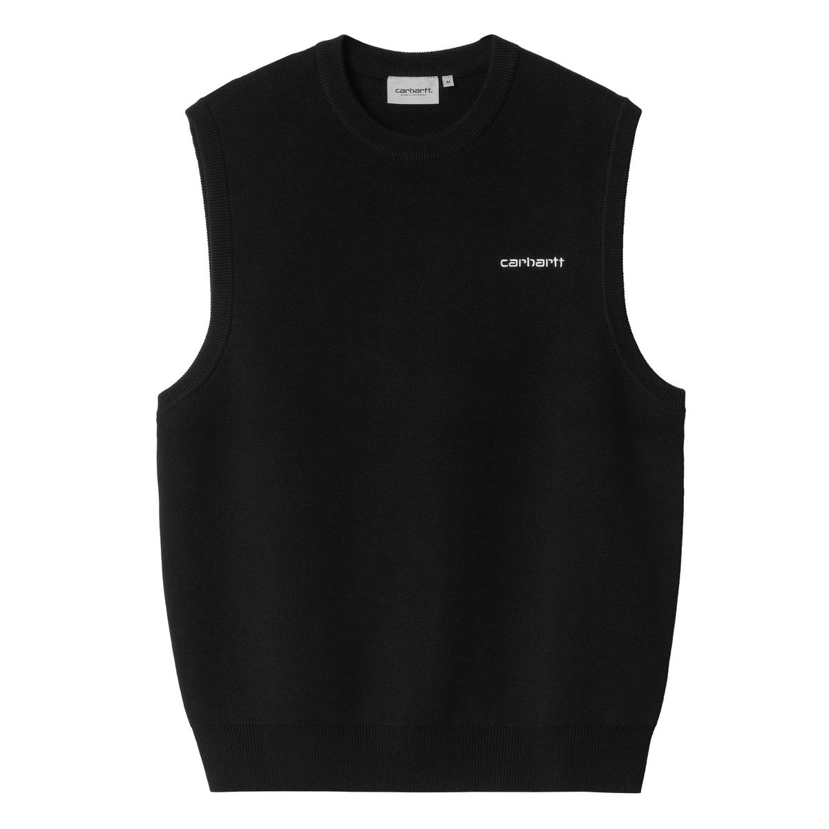 Script Vest Sweater Black