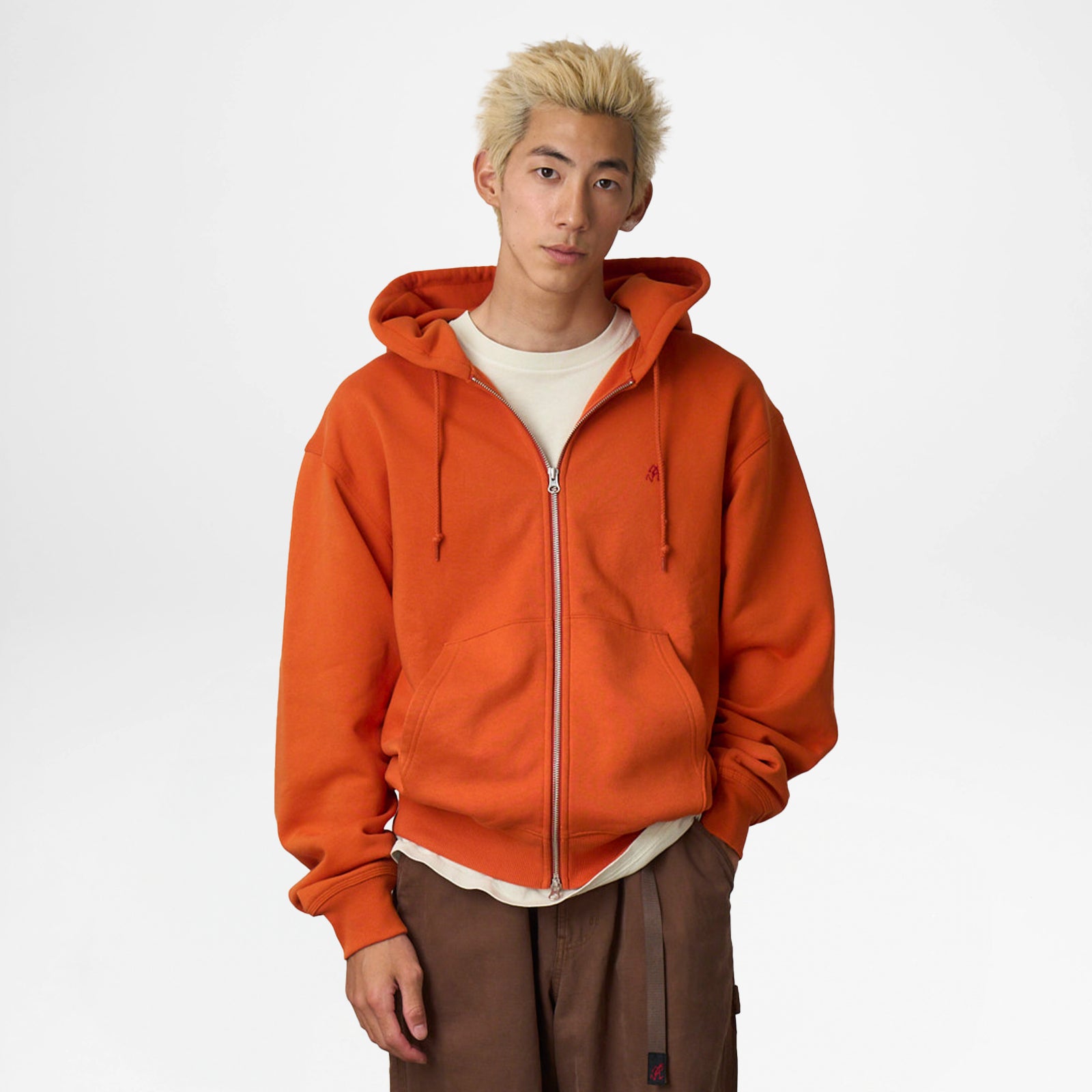 One Point Zip Hooded Burnt Orange