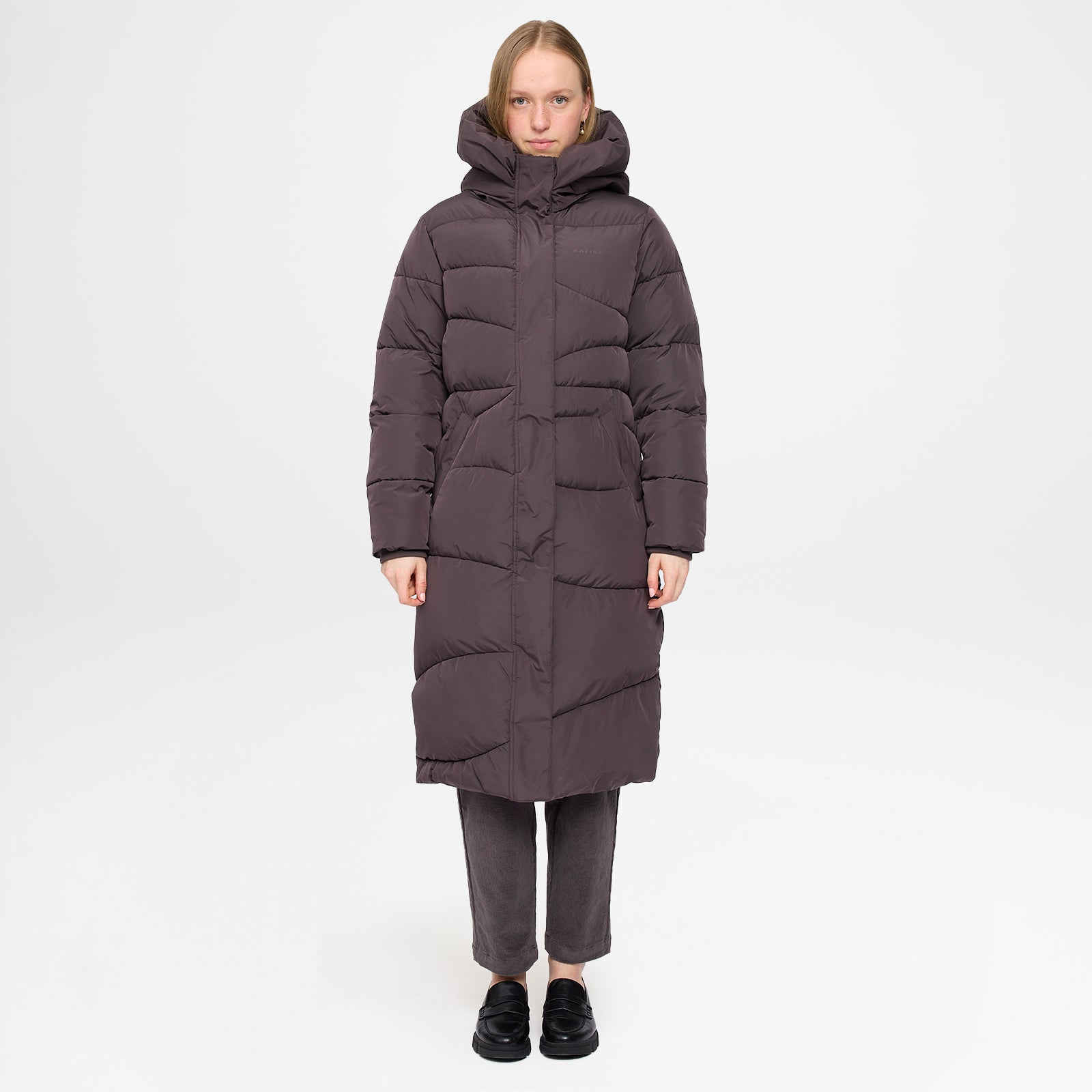 Waves Quilt Puffer Coat Eggplant