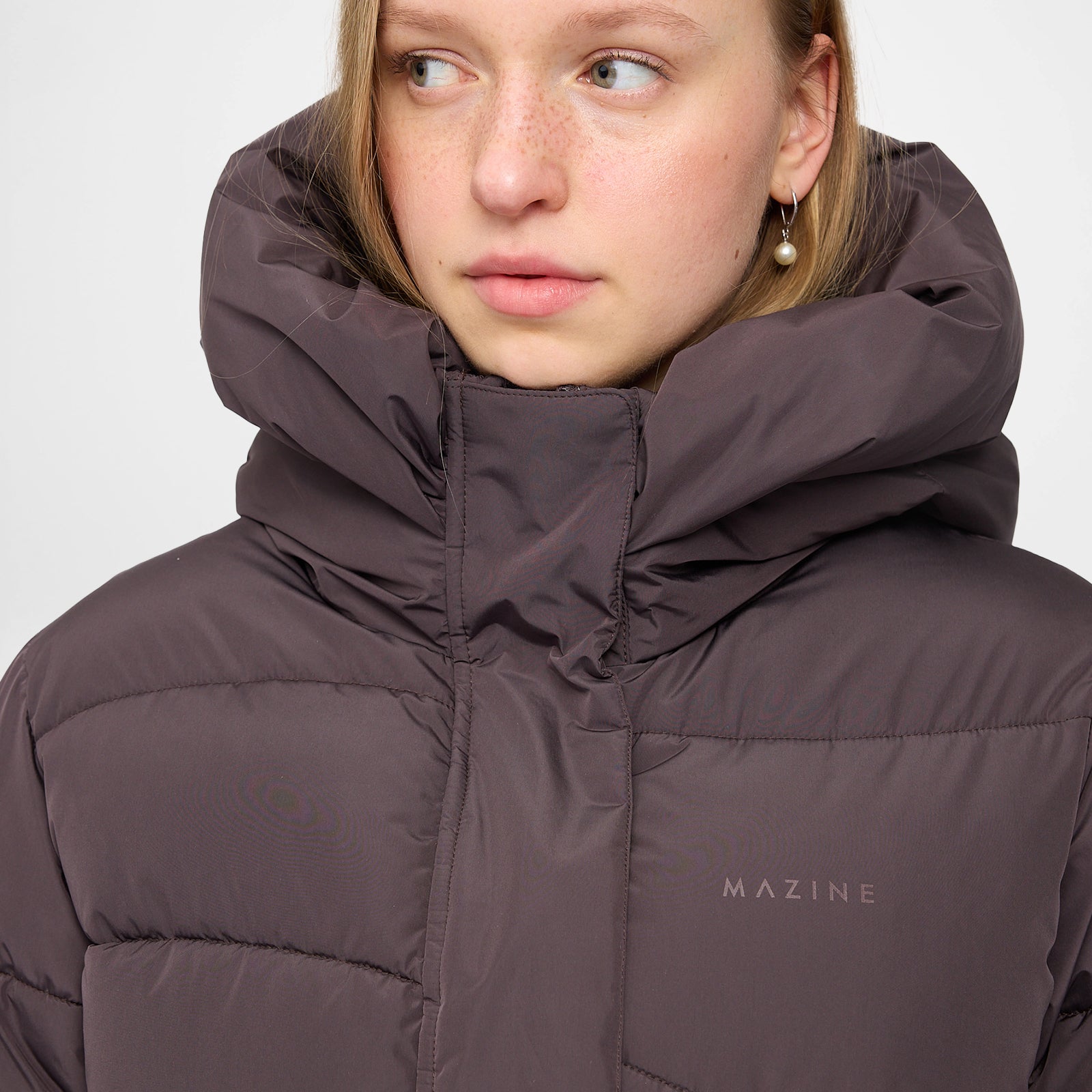 Waves Quilt Puffer Coat Eggplant