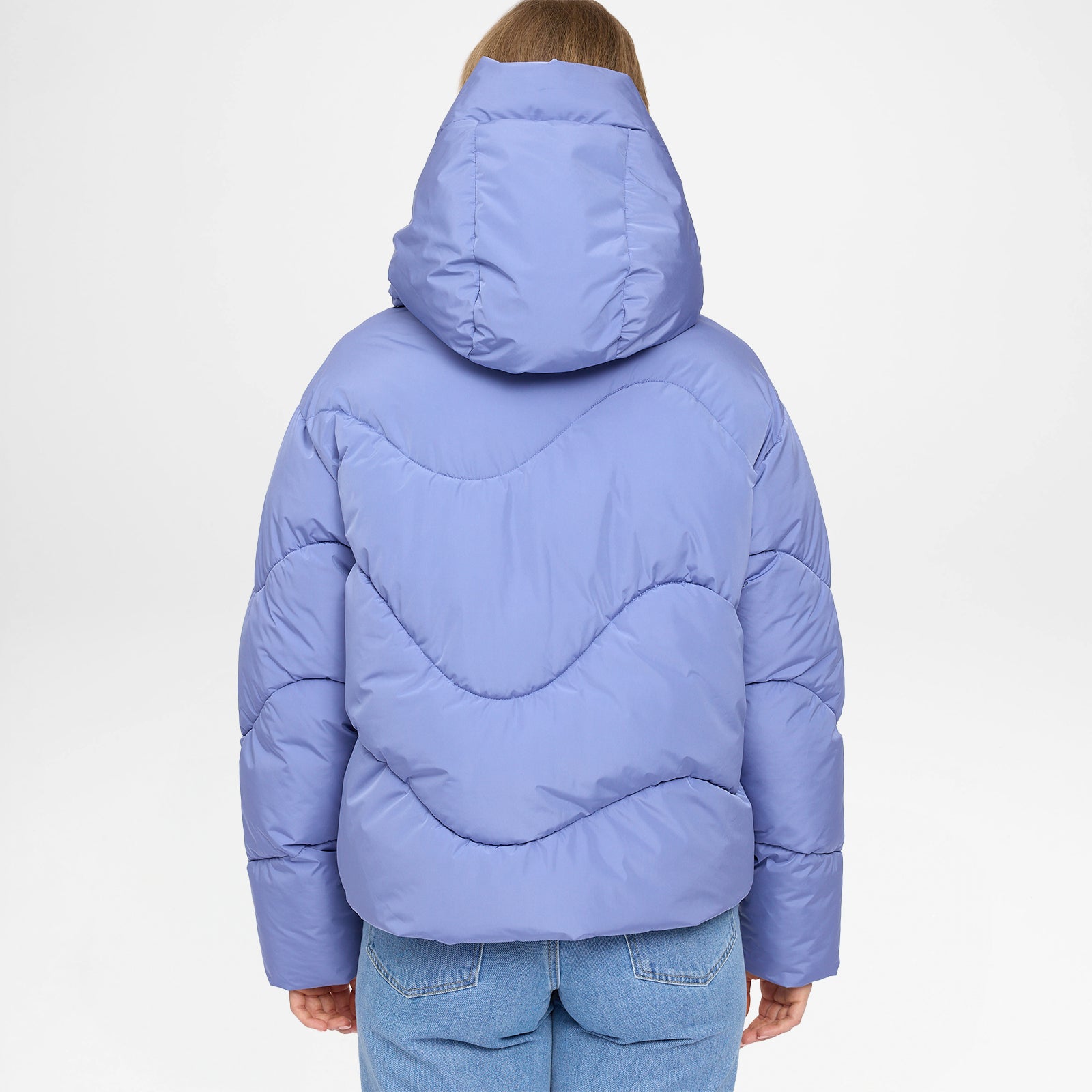 Waves Quilt Short Puffer Jacket Lavender Blue