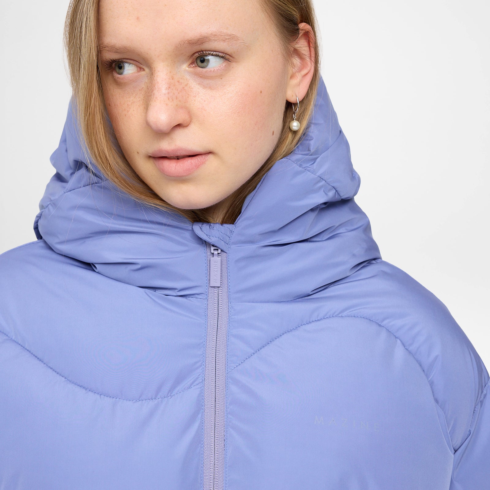 Waves Quilt Short Puffer Jacket Lavender Blue