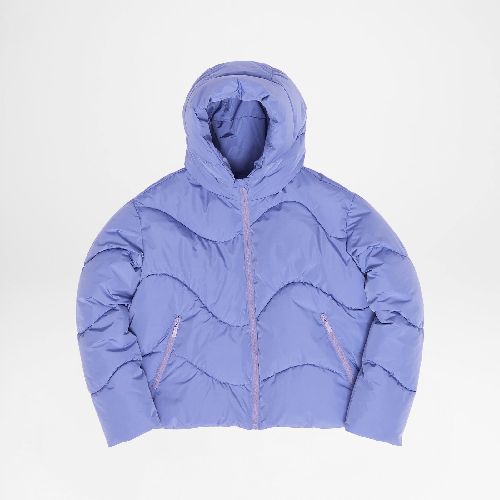 Waves Quilt Short Puffer Jacket Lavender Blue