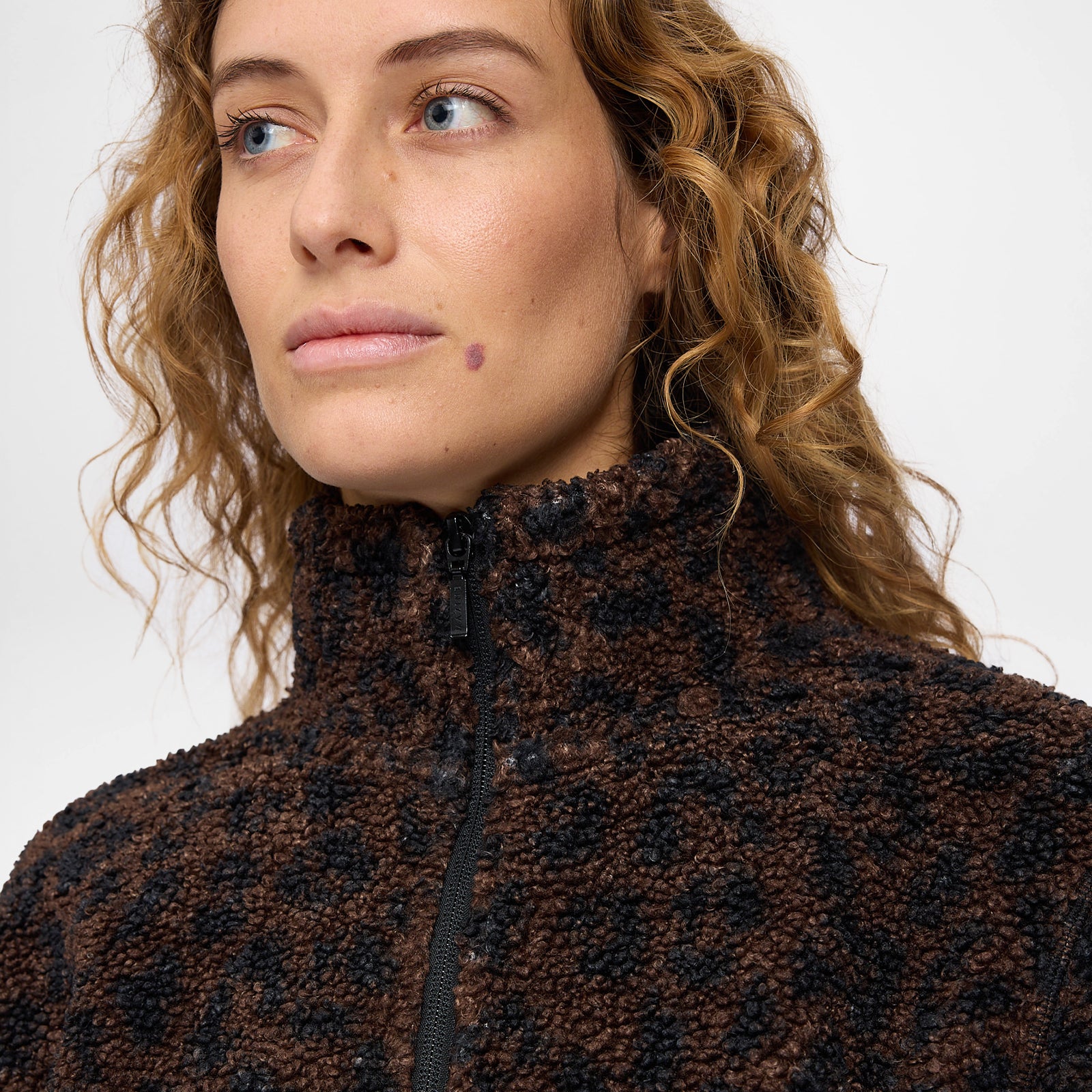 Printed Sherpa Jacket Chocolate Brown Printed