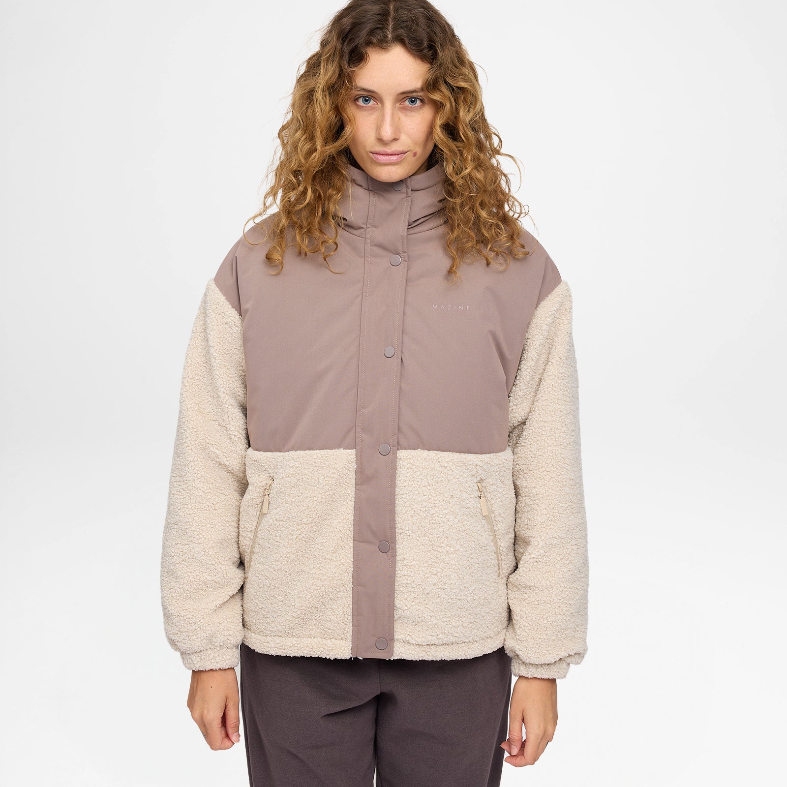 Fabric Blocking Jacket Grey Brown Natural