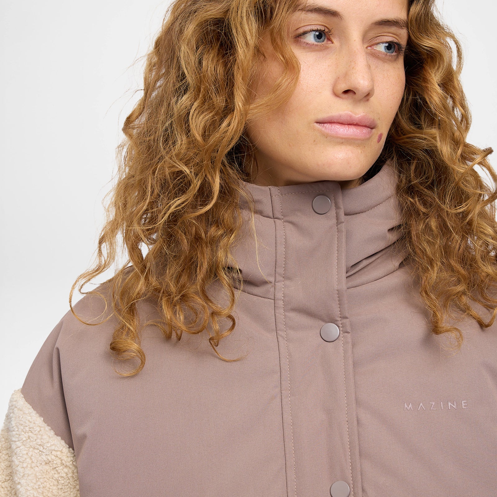 Fabric Blocking Jacket Grey Brown Natural