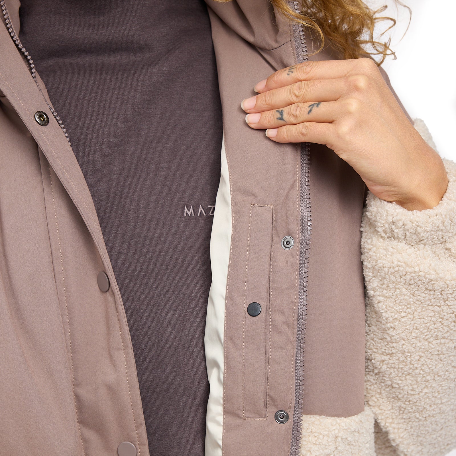 Fabric Blocking Jacket Grey Brown Natural