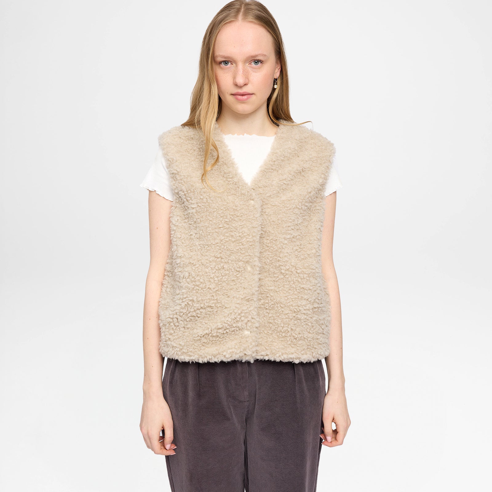 Faux-Fur Vest Natural