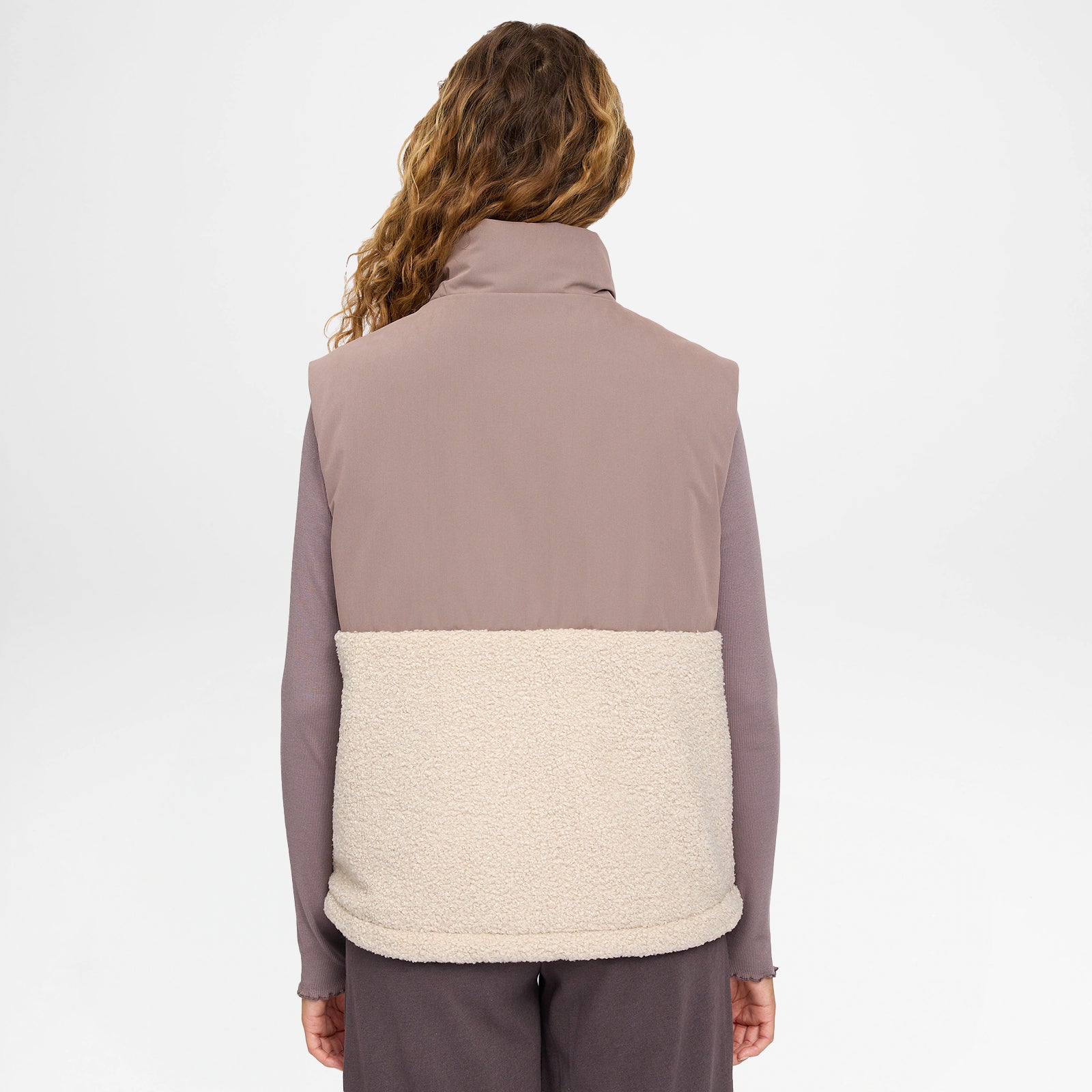 Fabric Blocking Vest Grey Brown Natural