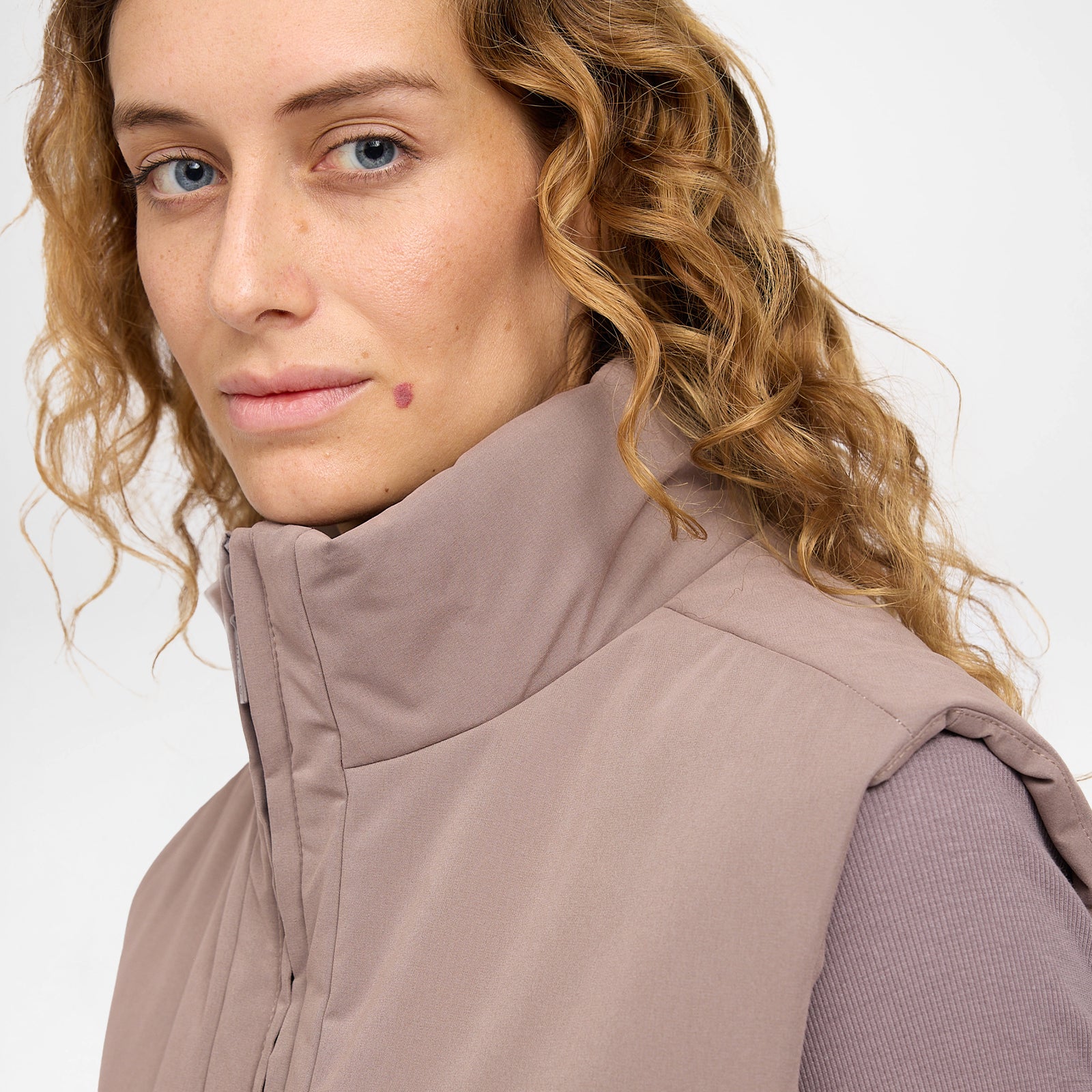 Fabric Blocking Vest Grey Brown Natural