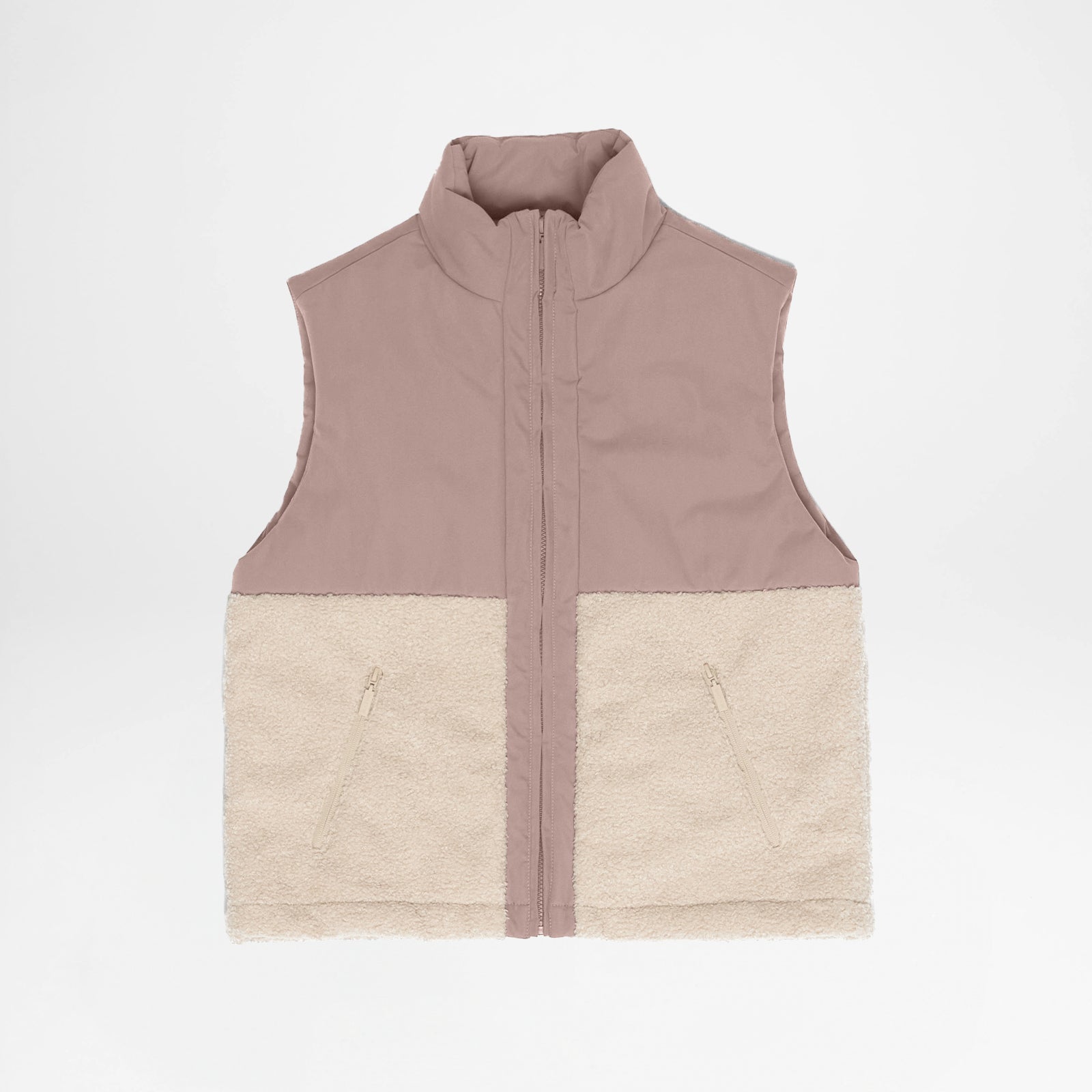 Fabric Blocking Vest Grey Brown Natural
