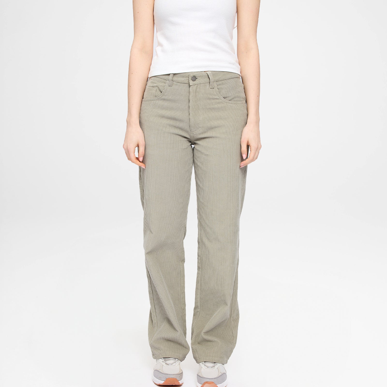 Wide Leg Corduroy Pants Light Khaki