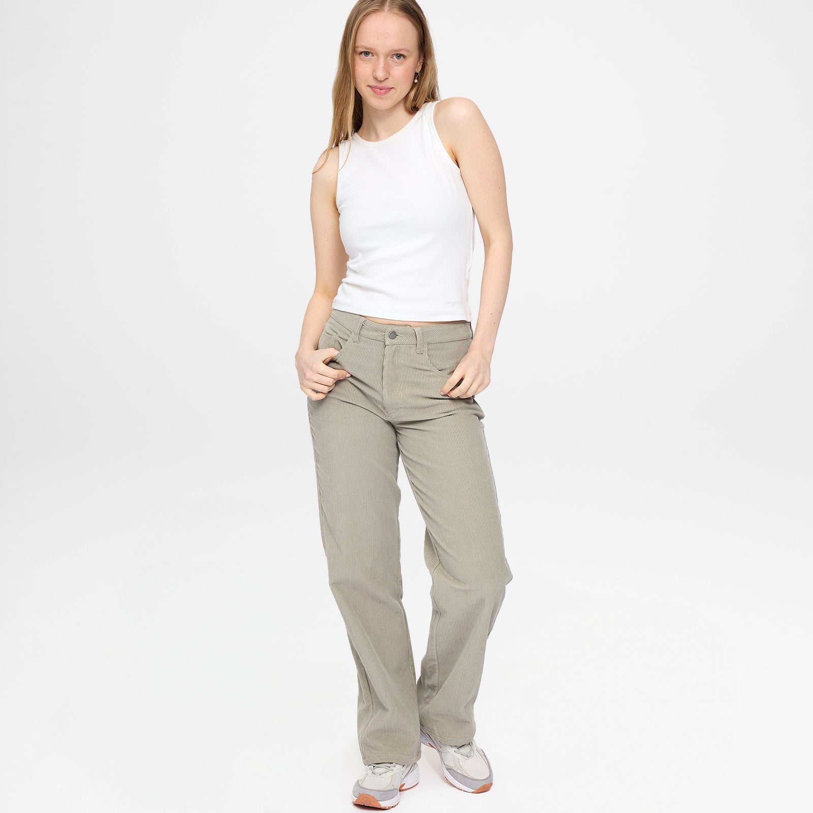 Wide Leg Corduroy Pants Light Khaki