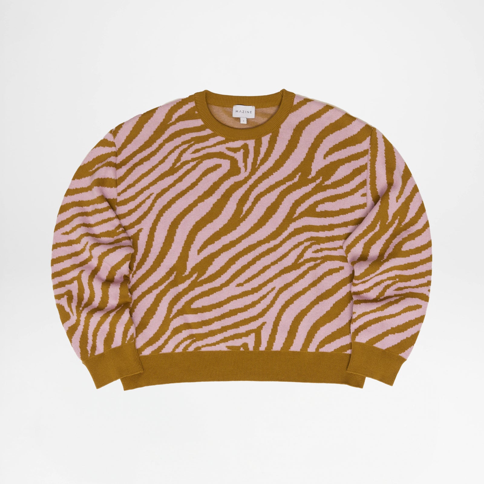 Zebra Jacquard Knit Jumper Golden Olive Orchid