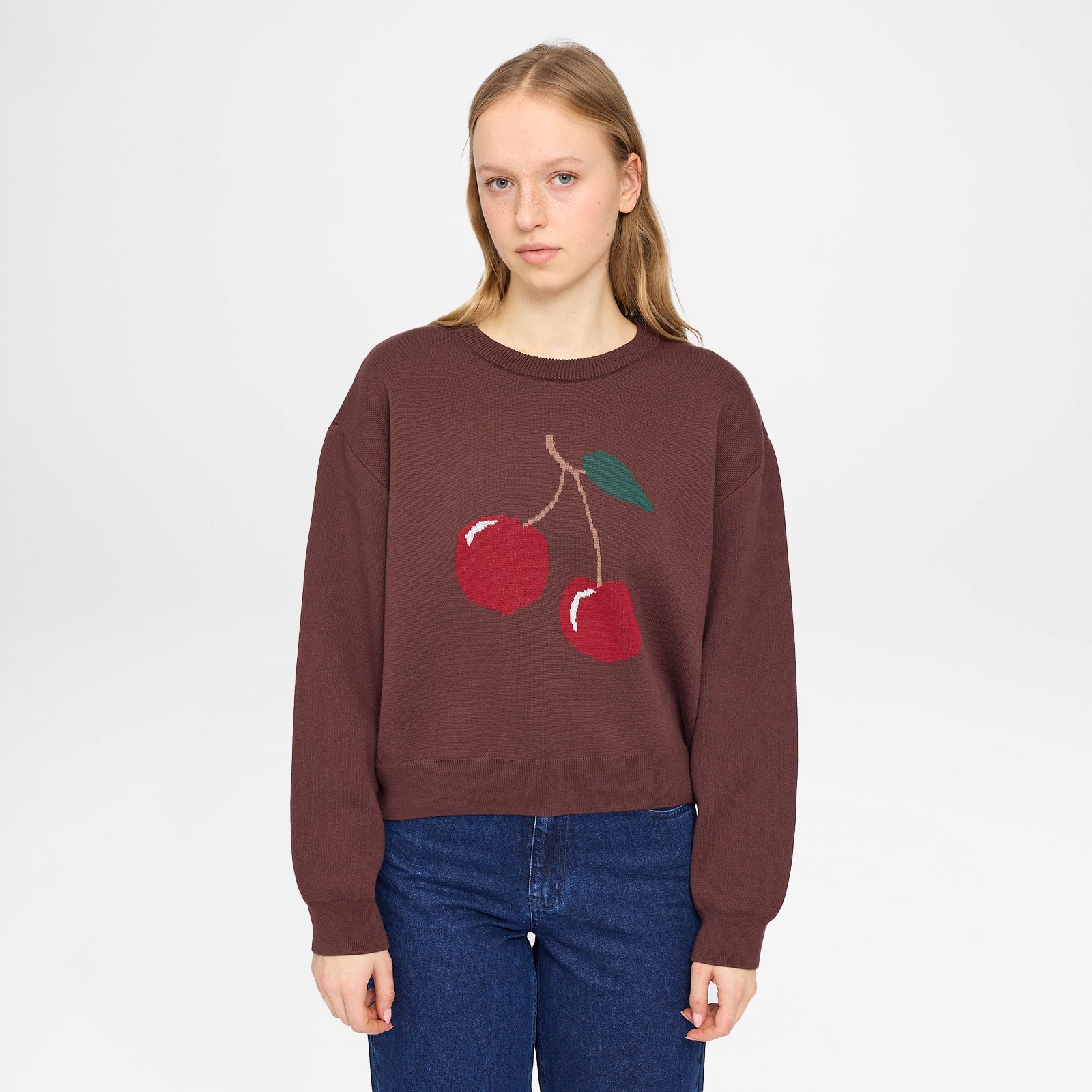 Icon Jacquard Knit Jumper Deep Mahogany Cherry