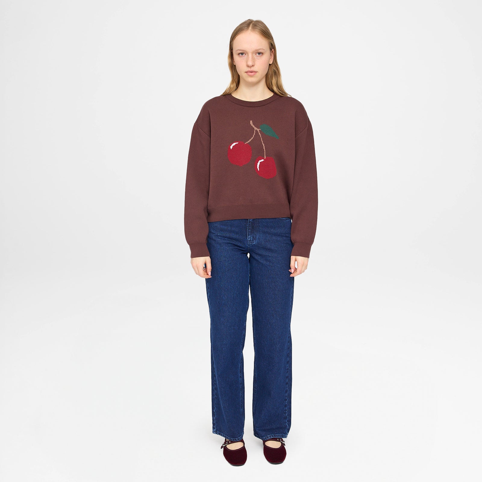 Icon Jacquard Knit Jumper Deep Mahogany Cherry