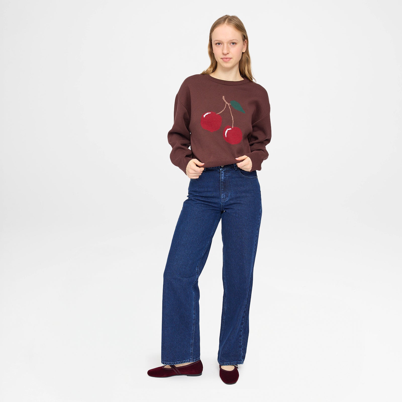 Icon Jacquard Knit Jumper Deep Mahogany Cherry