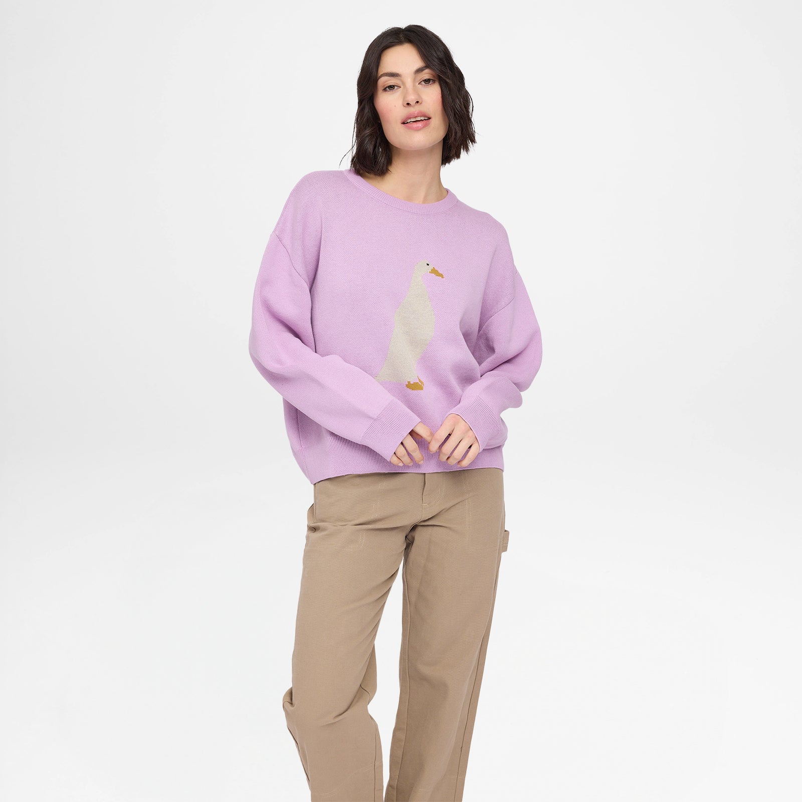 Icon Jacquard Knit Jumper Orchid Goose